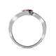 5 - Eleni Pink Sapphire and Red Garnet with Side Diamonds Bypass Ring 