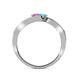 5 - Eleni Pink Sapphire and Blue Topaz with Side Diamonds Bypass Ring 