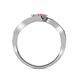5 - Eleni White Sapphire and Pink Tourmaline with Side Diamonds Bypass Ring 