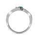 5 - Eleni White Sapphire and Emerald with Side Diamonds Bypass Ring 