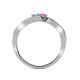 5 - Eleni Blue Topaz and Pink Sapphire with Side Diamonds Bypass Ring 