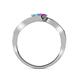 5 - Eleni Blue Topaz and Amethyst with Side Diamonds Bypass Ring 