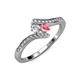 4 - Eleni Round Diamond and Pink Tourmaline with Side Diamonds Bypass Ring 