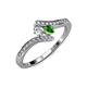 4 - Eleni Round Diamond and Green Garnet with Side Diamonds Bypass Ring 