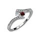 4 - Eleni Round Diamond and Red Garnet with Side Diamonds Bypass Ring 
