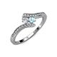 4 - Eleni Round Diamond and Aquamarine with Side Diamonds Bypass Ring 
