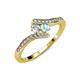4 - Eleni Round Diamond and Aquamarine with Side Diamonds Bypass Ring 