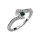 4 - Eleni Round Diamond and Emerald with Side Diamonds Bypass Ring 