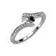 4 - Eleni Round Black and White Diamond with Side Diamonds Bypass Ring 
