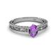 3 - Florie Classic 7x5 mm Oval Cut Amethyst Solitaire Engagement Ring 