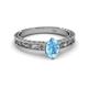 3 - Florie Classic 7x5 mm Oval Cut Blue Topaz Solitaire Engagement Ring 