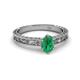 3 - Florie Classic 7x5 mm Oval Cut Emerald Solitaire Engagement Ring 