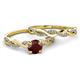 3 - Mayra Desire Red Garnet and Diamond Infinity Bridal Set Ring 
