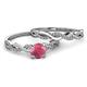 3 - Mayra Desire Rhodolite Garnet and Diamond Infinity Bridal Set Ring 