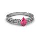 2 - Florie Classic 7x5 mm Pear Shape Pink Tourmaline Solitaire Engagement Ring 