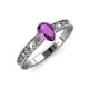 3 - Florie Classic 7x5 mm Pear Shape Amethyst Solitaire Engagement Ring 
