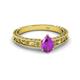 2 - Florie Classic 7x5 mm Pear Shape Amethyst Solitaire Engagement Ring 