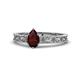 1 - Florie Classic 7x5 mm Pear Shape Red Garnet Solitaire Engagement Ring 