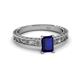 2 - Florie Classic 7x5 mm Emerald Cut Blue Sapphire Solitaire Engagement Ring 