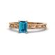 1 - Florie Classic 7x5 mm Emerald Cut London Blue Topaz Solitaire Engagement Ring 