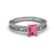 2 - Florie Classic 7x5 mm Emerald Cut Pink Tourmaline Solitaire Engagement Ring 