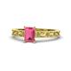 1 - Florie Classic 7x5 mm Emerald Cut Pink Tourmaline Solitaire Engagement Ring 