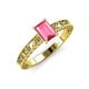 3 - Florie Classic 7x5 mm Emerald Cut Pink Tourmaline Solitaire Engagement Ring 