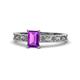1 - Florie Classic 7x5 mm Emerald Cut Amethyst Solitaire Engagement Ring 