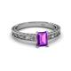 2 - Florie Classic 7x5 mm Emerald Cut Amethyst Solitaire Engagement Ring 
