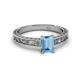 2 - Florie Classic 7x5 mm Emerald Cut Blue Topaz Solitaire Engagement Ring 