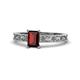 Florie Classic 7x5 mm Emerald Cut Red Garnet Solitaire Engagement Ring 