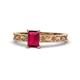 1 - Florie Classic 7x5 mm Emerald Cut Ruby Solitaire Engagement Ring 