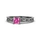 1 - Florie Classic 5.5 mm Princess Cut Lab Created Pink Sapphire Solitaire Engagement Ring 