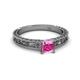 2 - Florie Classic 5.5 mm Princess Cut Lab Created Pink Sapphire Solitaire Engagement Ring 