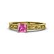1 - Florie Classic 5.5 mm Princess Cut Lab Created Pink Sapphire Solitaire Engagement Ring 