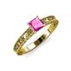 3 - Florie Classic 5.5 mm Princess Cut Lab Created Pink Sapphire Solitaire Engagement Ring 