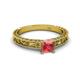 2 - Florie Classic 5.5 mm Princess Cut Pink Tourmaline Solitaire Engagement Ring 