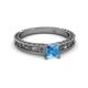 2 - Florie Classic 5.5 mm Princess Cut Blue Topaz Solitaire Engagement Ring 
