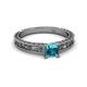 2 - Florie Classic 5.5 mm Princess Cut London Blue Topaz Solitaire Engagement Ring 