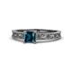 1 - Florie Classic 5.5 mm Princess Cut Blue Diamond Solitaire Engagement Ring 