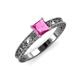 3 - Florie Classic 5.5 mm Princess Cut Lab Created Pink Sapphire Solitaire Engagement Ring 