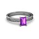 2 - Cael Classic 7x5 mm Emerald Shape Amethyst Solitaire Engagement Ring 