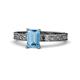 1 - Cael Classic 7x5 mm Emerald Shape Blue Topaz Solitaire Engagement Ring 