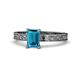 1 - Cael Classic 7x5 mm Emerald Shape London Blue Topaz Solitaire Engagement Ring 