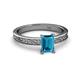 2 - Cael Classic 7x5 mm Emerald Shape London Blue Topaz Solitaire Engagement Ring 