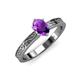 3 - Cael Classic 7x5 mm Oval Shape Amethyst Solitaire Engagement Ring 