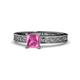 1 - Cael Classic 5.5 mm Princess Cut Lab Created Pink Sapphire Solitaire Engagement Ring 