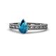 1 - Rachel Classic 7x5 mm Pear Shape London Blue Topaz Solitaire Engagement Ring 