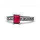 1 - Rachel Classic 7x5 mm Emerald Shape Ruby Solitaire Engagement Ring 