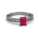 2 - Rachel Classic 7x5 mm Emerald Shape Ruby Solitaire Engagement Ring 
